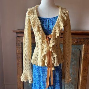 Vintage Betsey Johnson Golden Crochet Cardigan